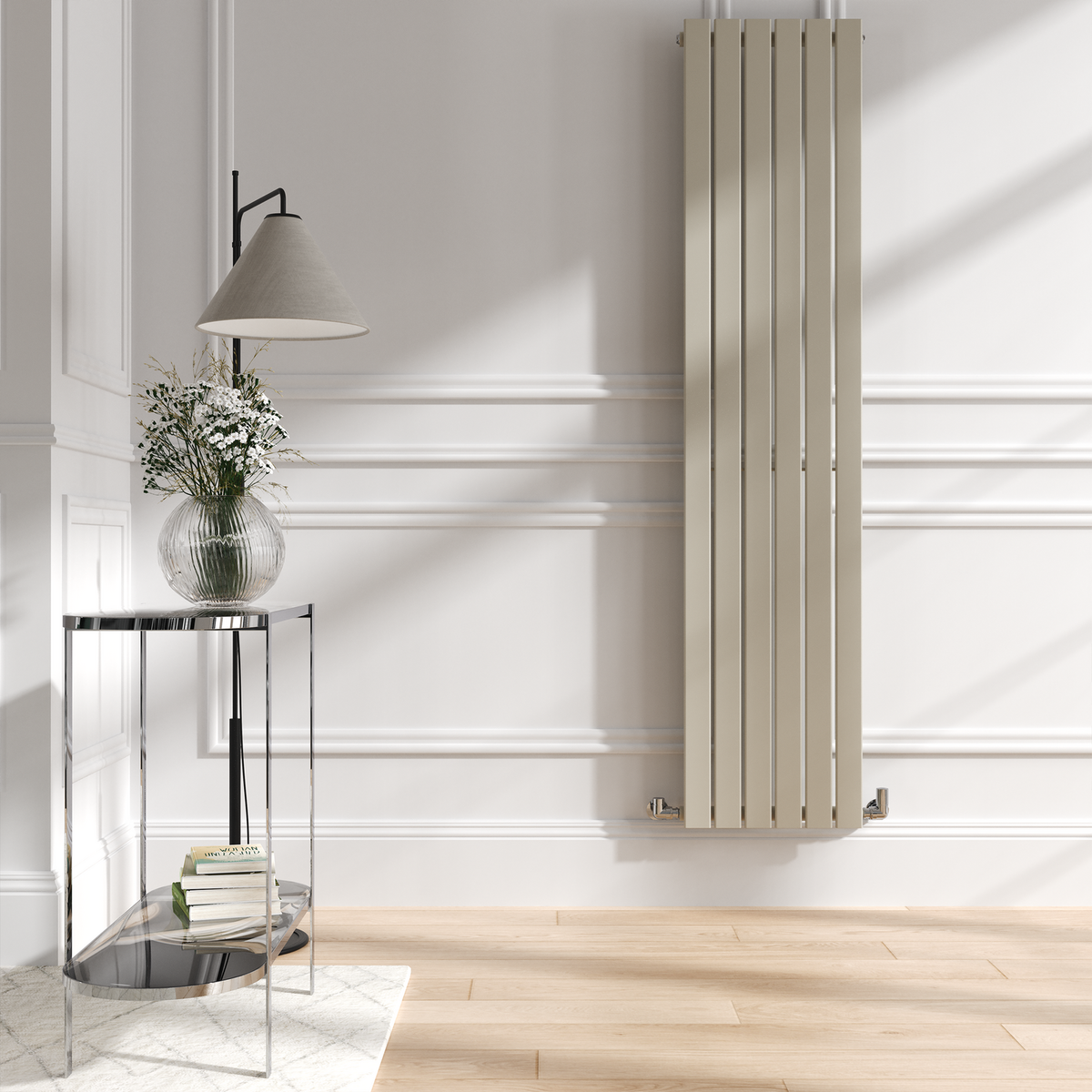 GRADE A3 - Riace Linen Vertical Flat Designer Radiator 1800x408mm Single Panel 2705 BTU
