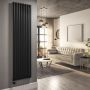 Refurbished Midnight Black Electric Vertical Designer Radiator 2.4kW with Wifi Thermostat - H1800xW472mm - IPX4 Bathroom Safe image 1