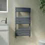 GRADE A1 - Riace Anthracite Vertical Flat Towel Radiator 800x450mm Single Panel 1120 BTU