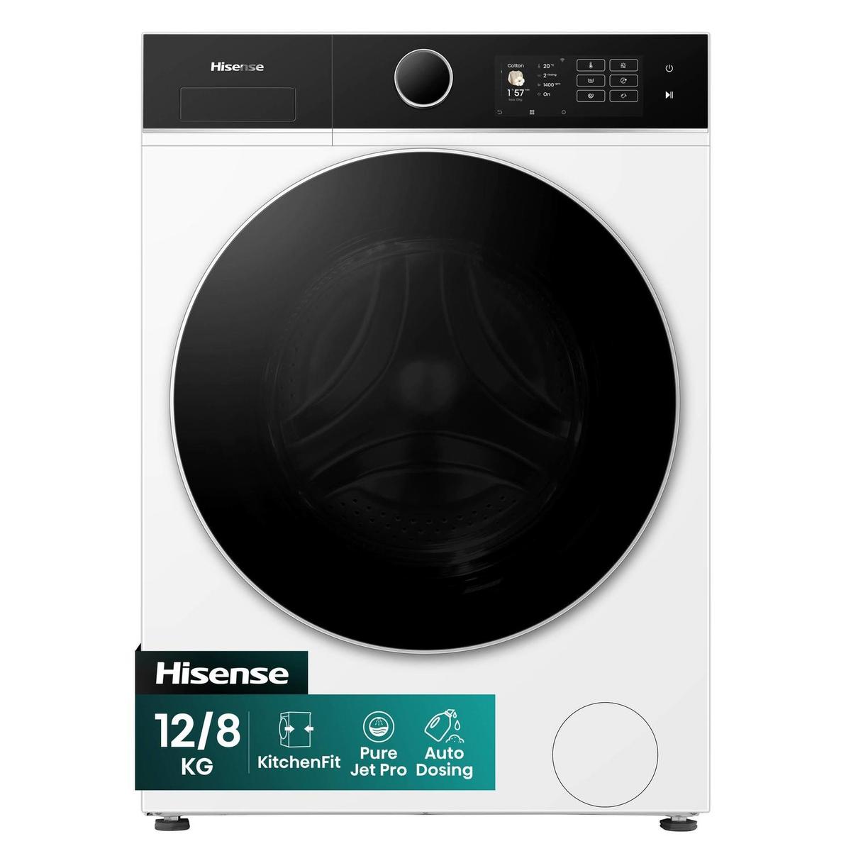 GRADE A2 - Hisense KitchenFit 5i Series 12kg Wash 8kg Dry 1400rpm Washer Dryer - White