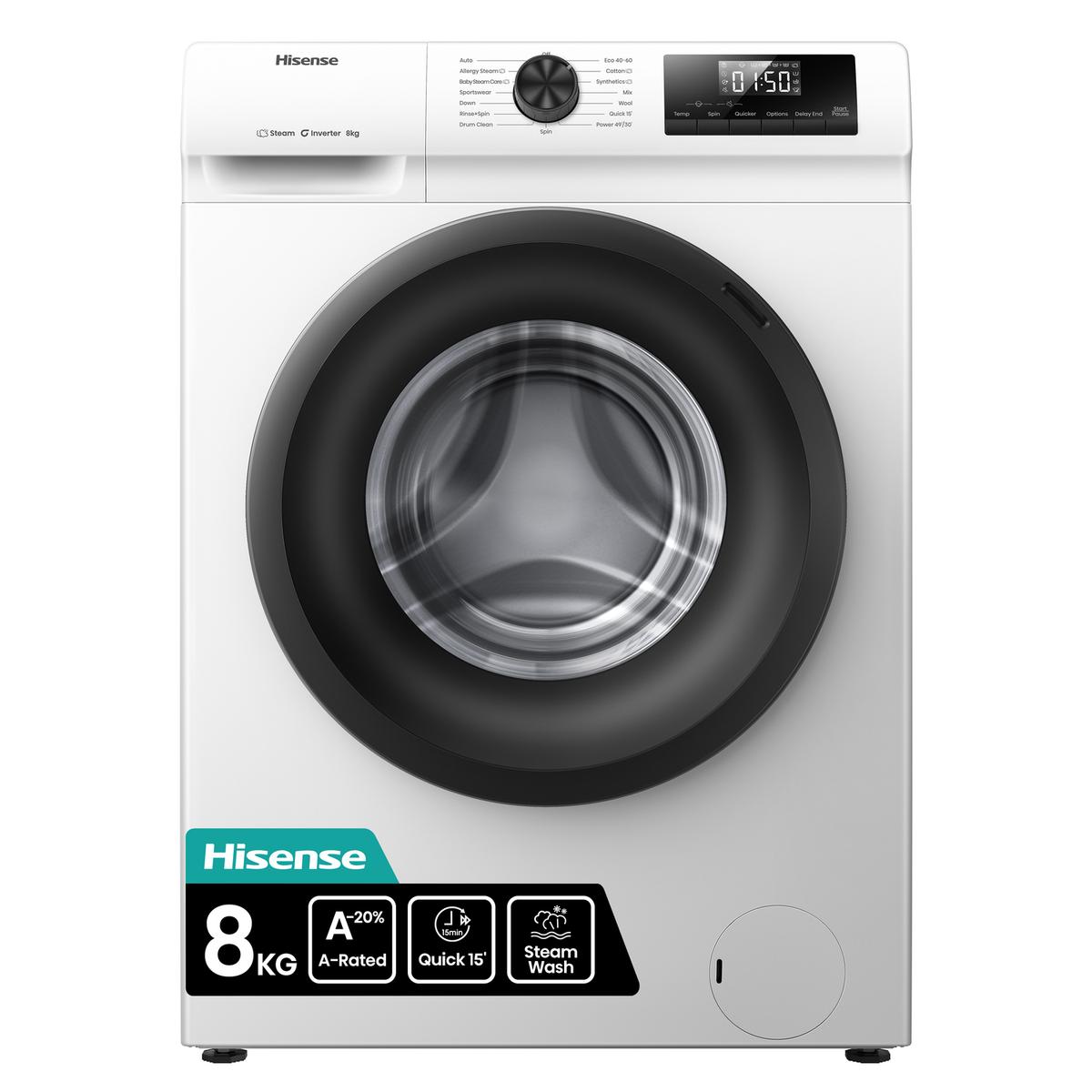 GRADE A2 - Hisense 1Q Series 8kg 1400rpm Washing Machine - White