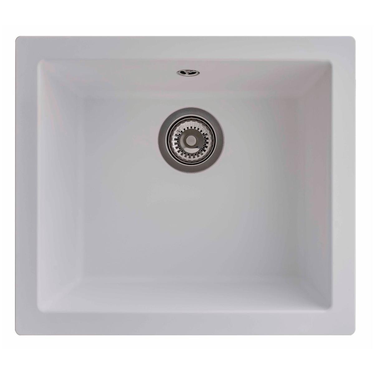 ONLY OPENED - Rocklite Weston Single Bowl Inset / Undermount White Composite Kitchen Sink