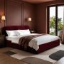 Burgundy Velvet Upholstered Super King Ottoman Bed with Curved Headboard - Zara image 1