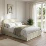 Cream and Sage Striped Double Ottoman Bed With Curved Headboard - Zara image 1