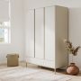 ONLY OPENED - Modern Taupe 3 Door Triple Wardrobe with Drawers - Zion