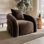 GRADE A2 - Modern Brown Velvet Armchair with Cushion - Zuri