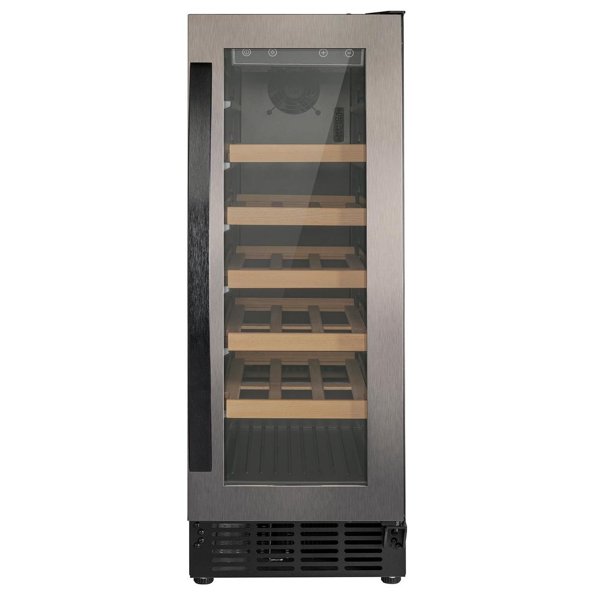 GRADE A3 - electriQ 18 Bottle Capacity 30cm Freestanding Under Counter Wine Cooler - Premium Dark Stainless Steel