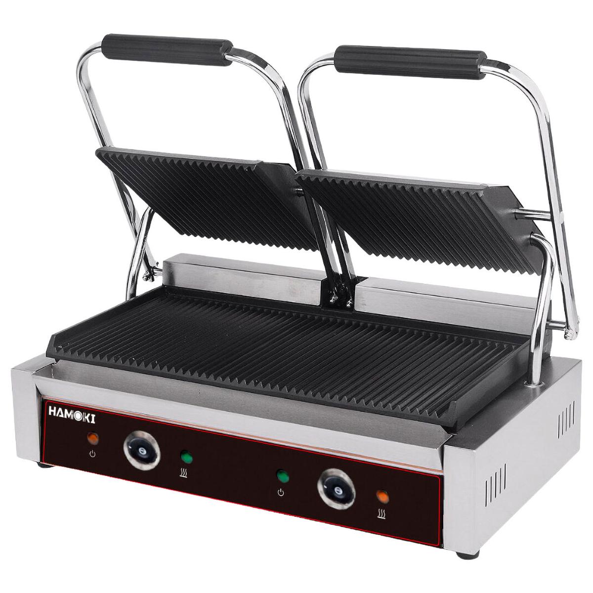 Hamoki PG-25A Twin Contact Grill - Ribbed Plates, Plug In