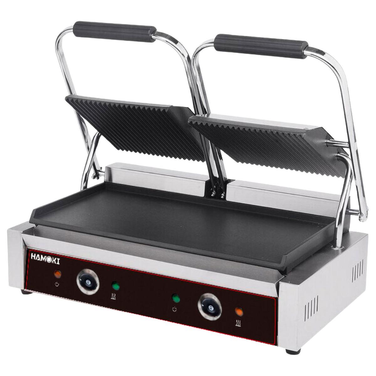 Hamoki PG-25C Twin Contact Grill - Ribbed & Flat Plates, Plug In