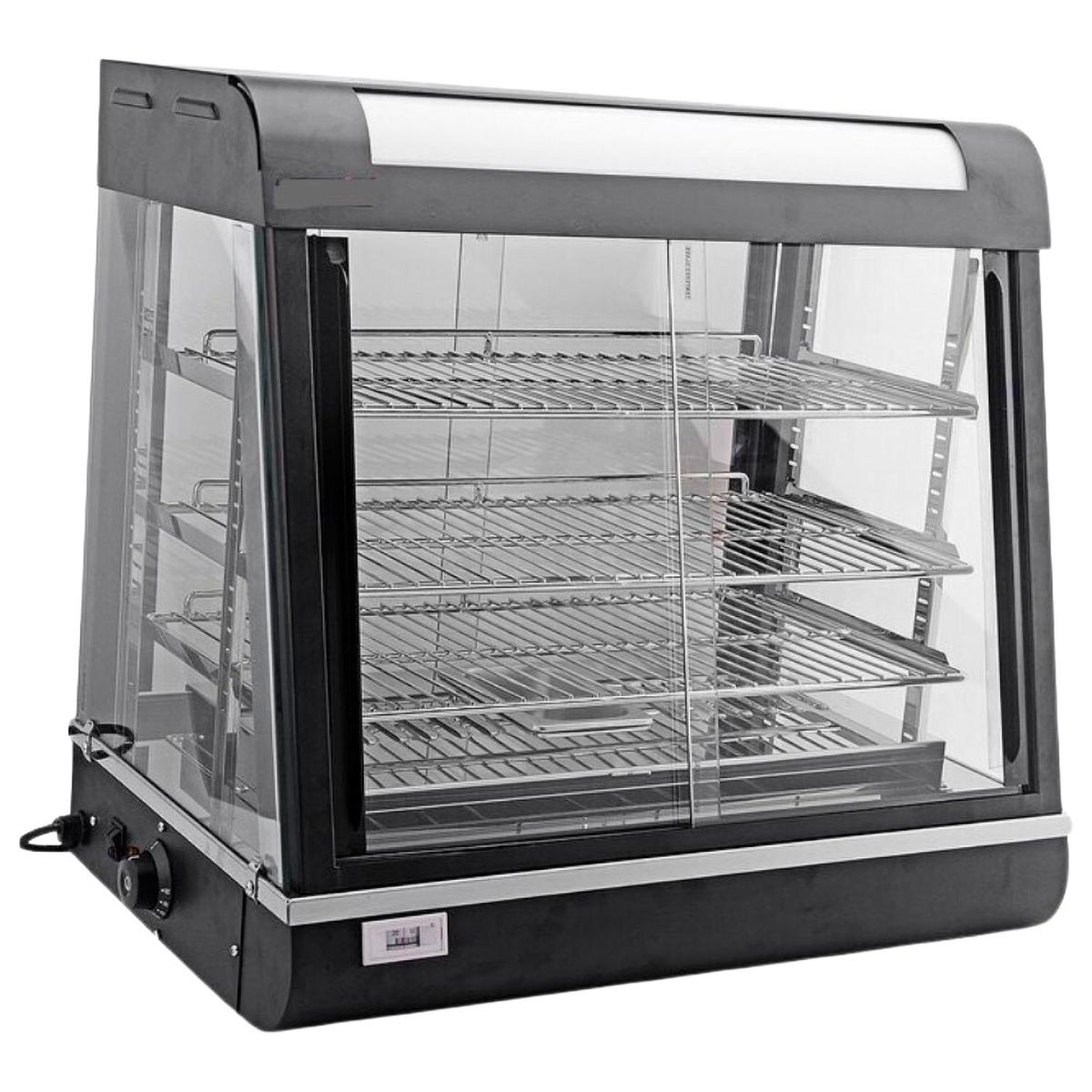 Hamoki Heated Food Display Cabinet - 110 Ltr, 3 Shelves, Front & Rear Access, Plug In
