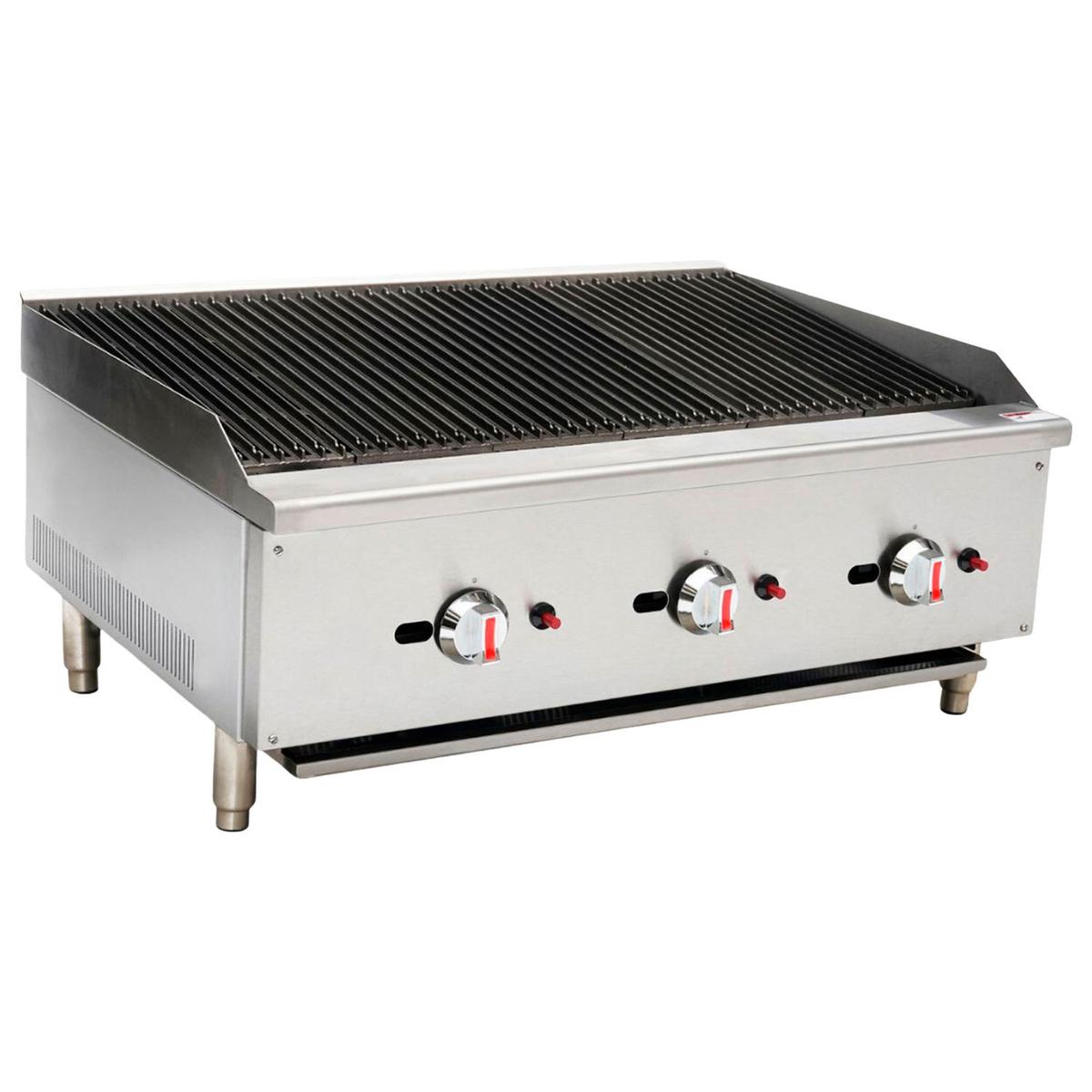 Hamoki ECB-36SX 3 Burner Countertop Gas Chargrill - 90000 BTU, 900mm Wide
