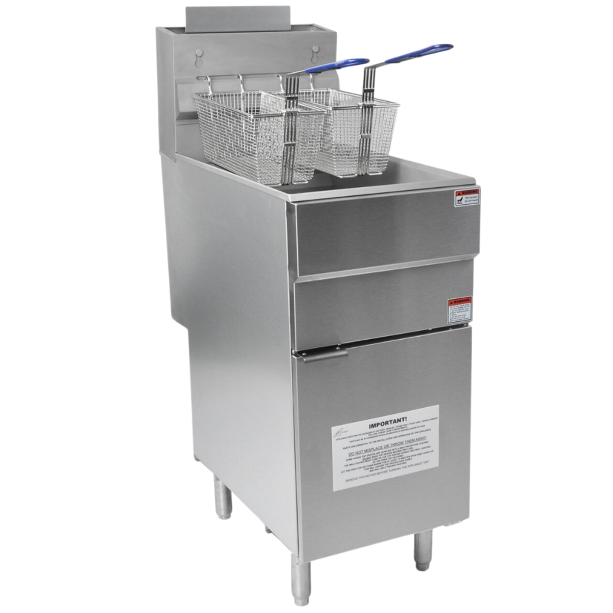 Hamoki 4 Burner Floor-standing Gas Fryer - Single Tank Twin Basket, 25 Ltr, Natural Gas