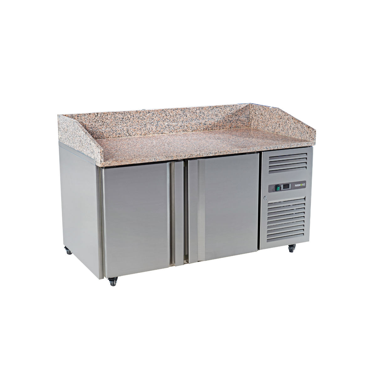 Hamoki PZ2600 2 Door Pizza Prep Counter Fridge - 380 Ltr Granite Worktop
