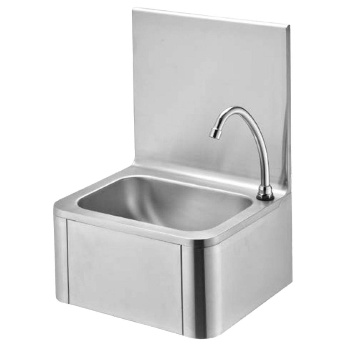 Hamoki Stainless Steel Knee Operated Handwash Sink with Tap - 400mm Wide