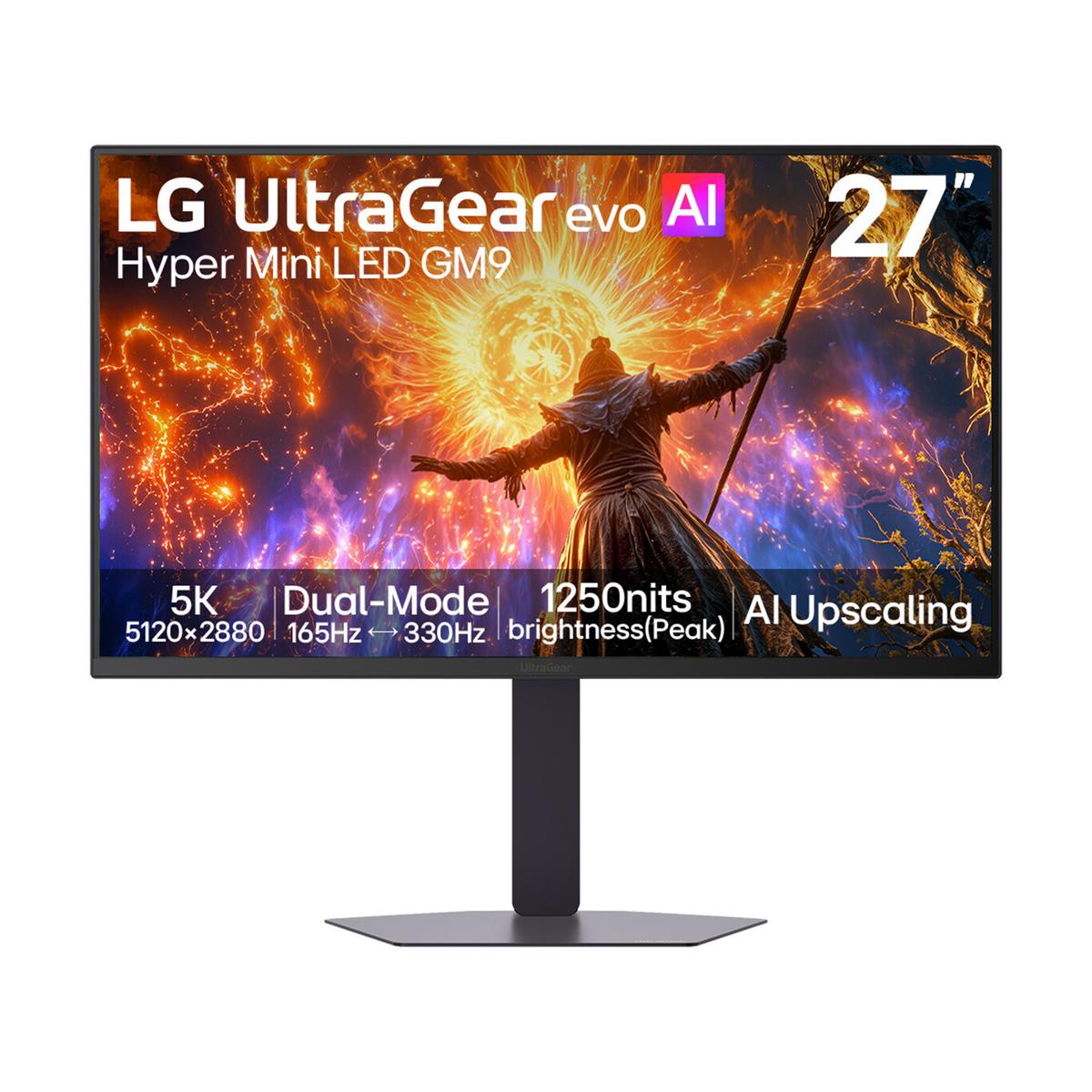 LG UltraGear evo GM9 27" IPS Hyper Mini LED Dual Mode 5K 165Hz QHD 330Hz Gaming AI Monitor