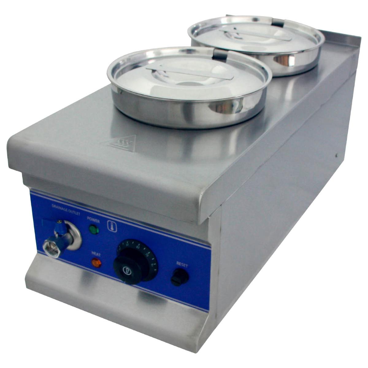 Hamoki Bain Marie with 2 Round Pots - 2 x 4 Ltr, with Drain Tap, Plug In