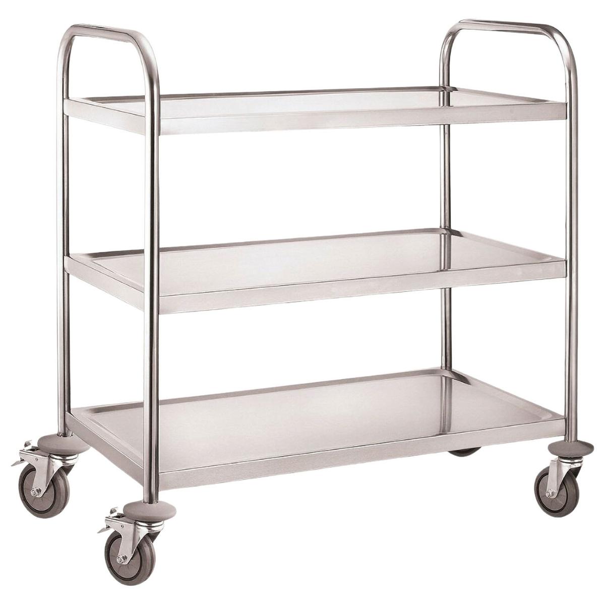 Hamoki Stainless Steel 3 Tier Clearing Trolley - 845mm Wide, 940mm High