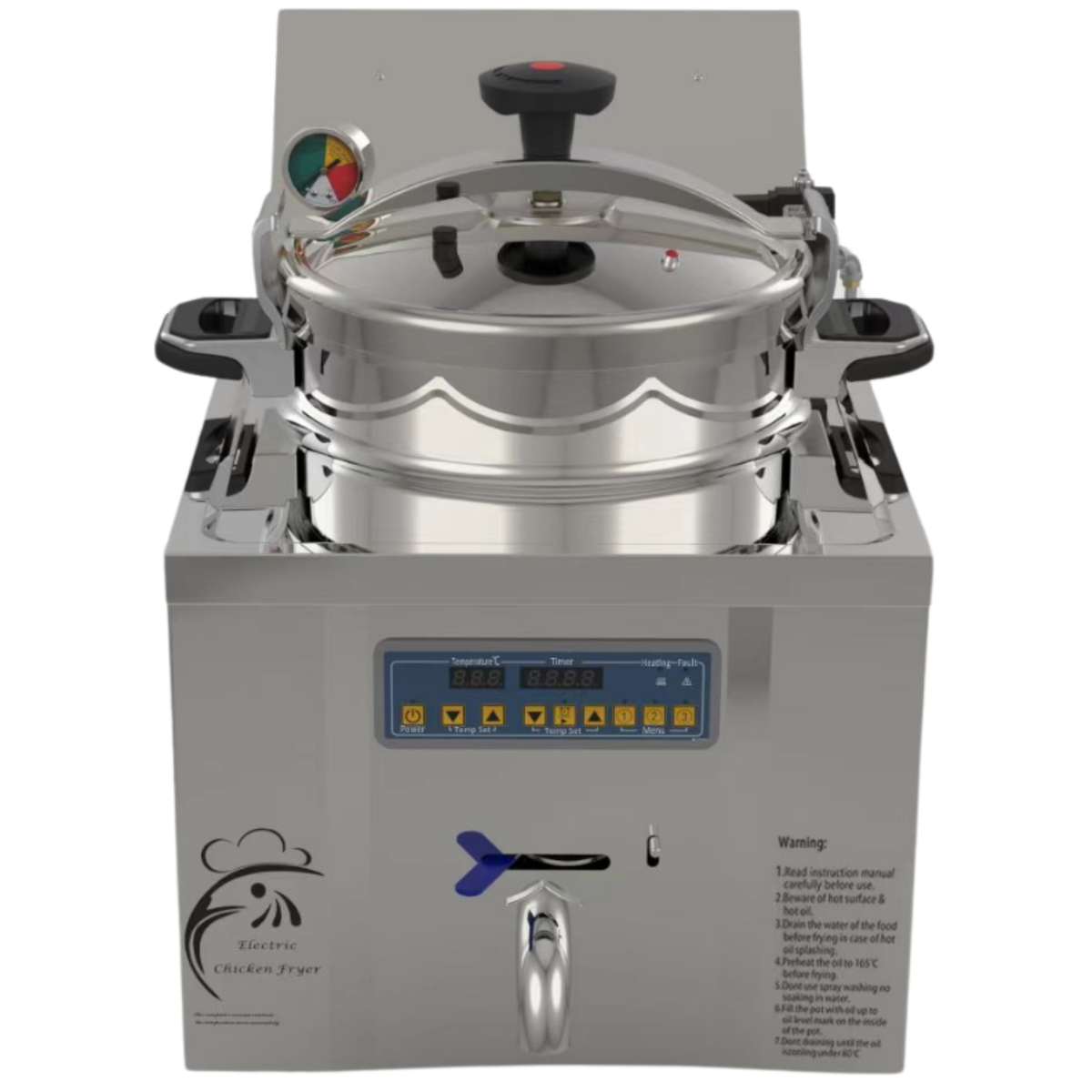 Refurbished Hamoki TP-22L Commercial Countertop Pressure Fryer 15 Pieces - 22ltr Digital Controls Hardwired 3.5kW
