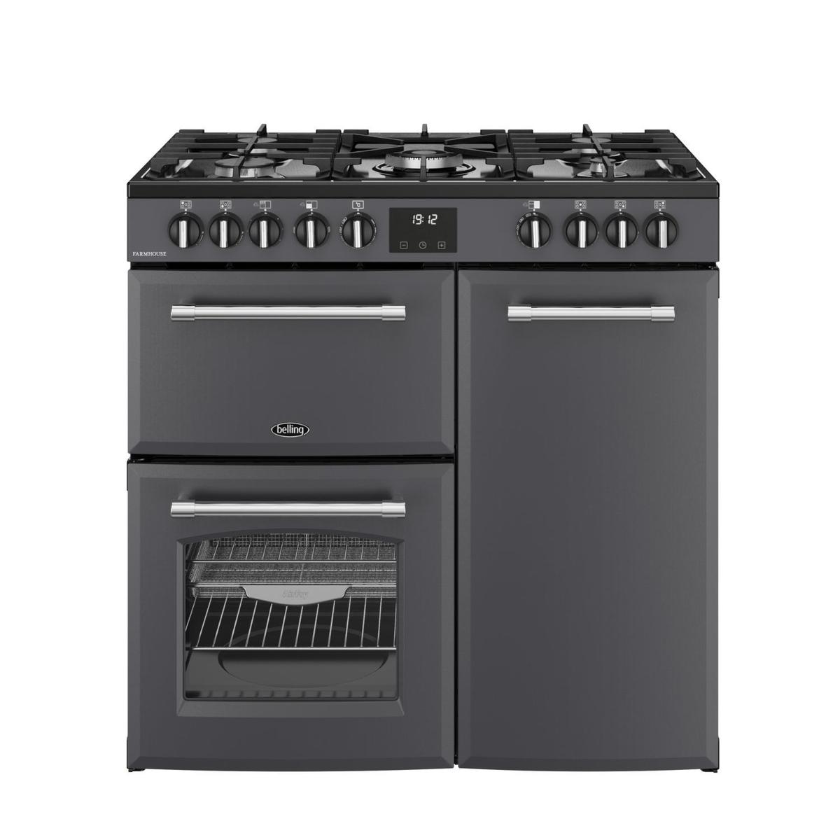 Refurbished Belling Farmhouse 90cm Dual Fuel Range Cooker - Anthracite