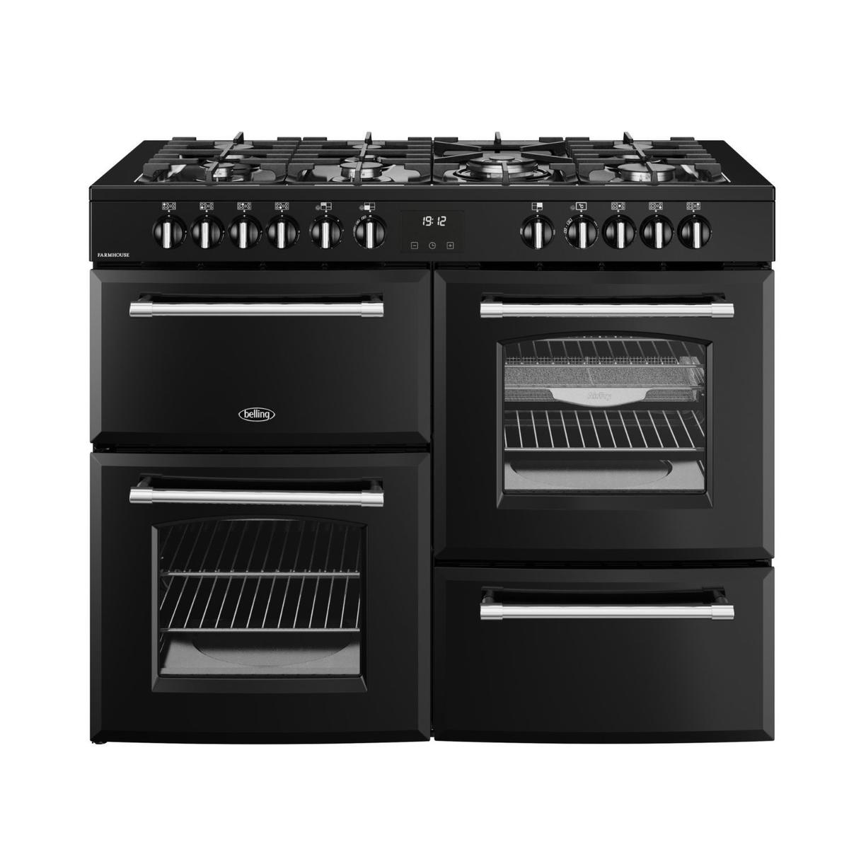 Belling Farmhouse 110cm Dual Fuel Range Cooker - Black