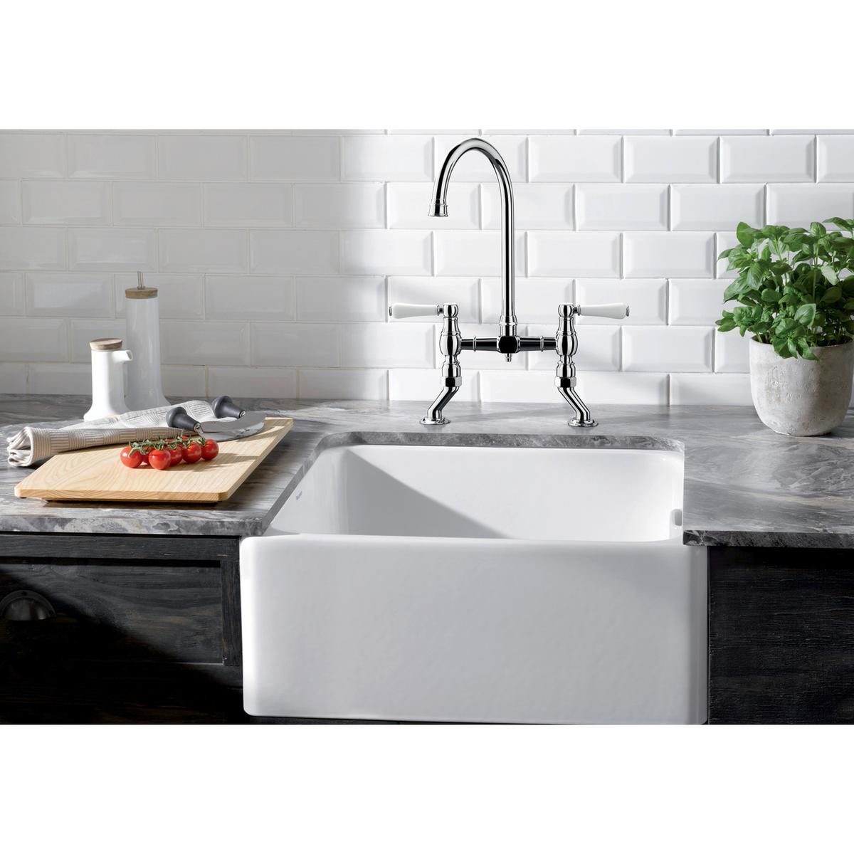 Blanco Vicus Bridge Dual Lever Swivel Spout Kitchen Mixer Tap - Chrome