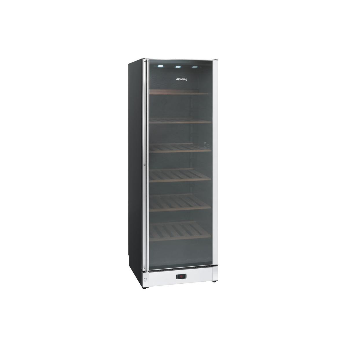 Smeg SCV115A 60cm Wine Cooler w/ Glass Door Black & S/S Right Hand Hinge 197  Bottle Capacity