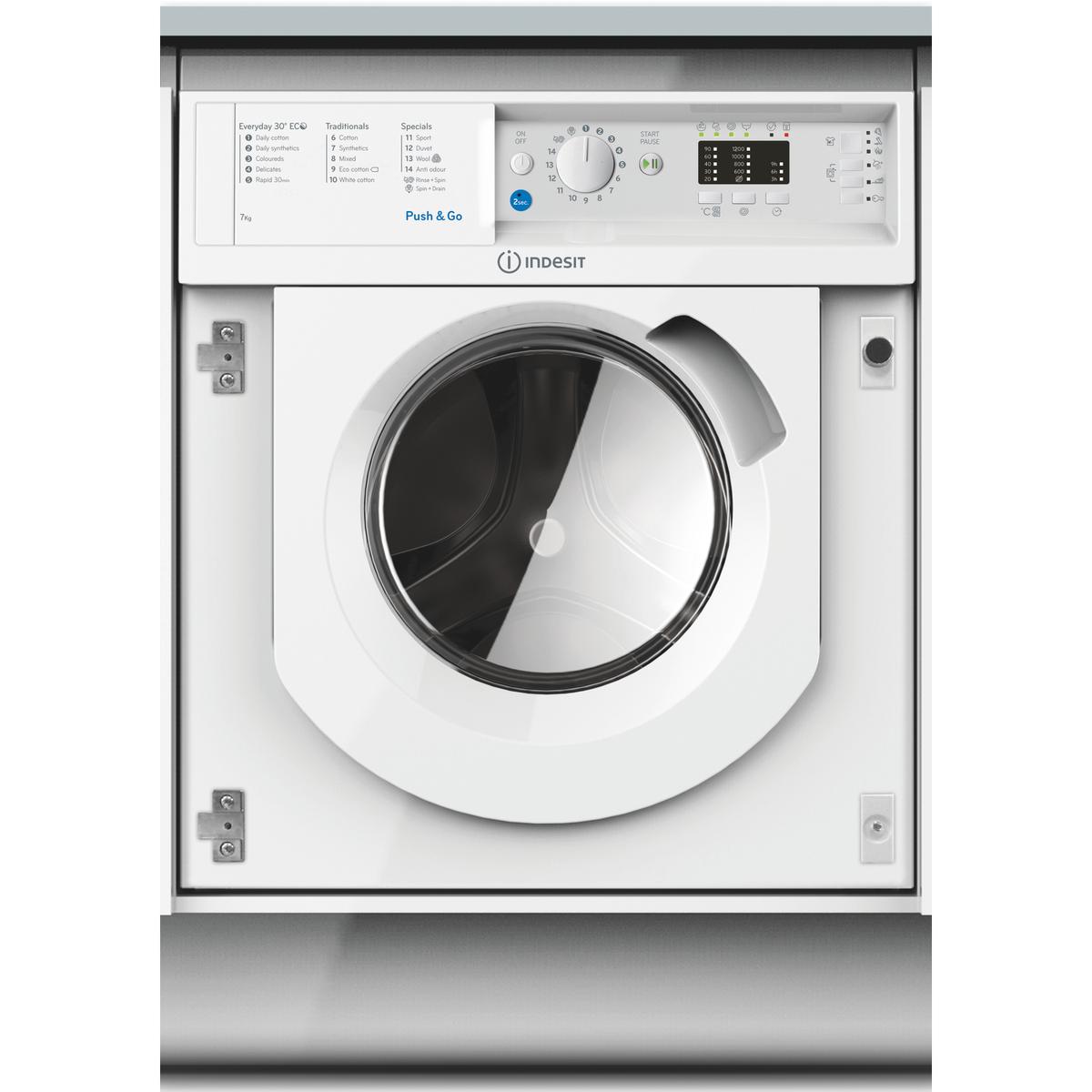 Indesit Push&Go 7kg 1200rpm Integrated Washing Machine - White