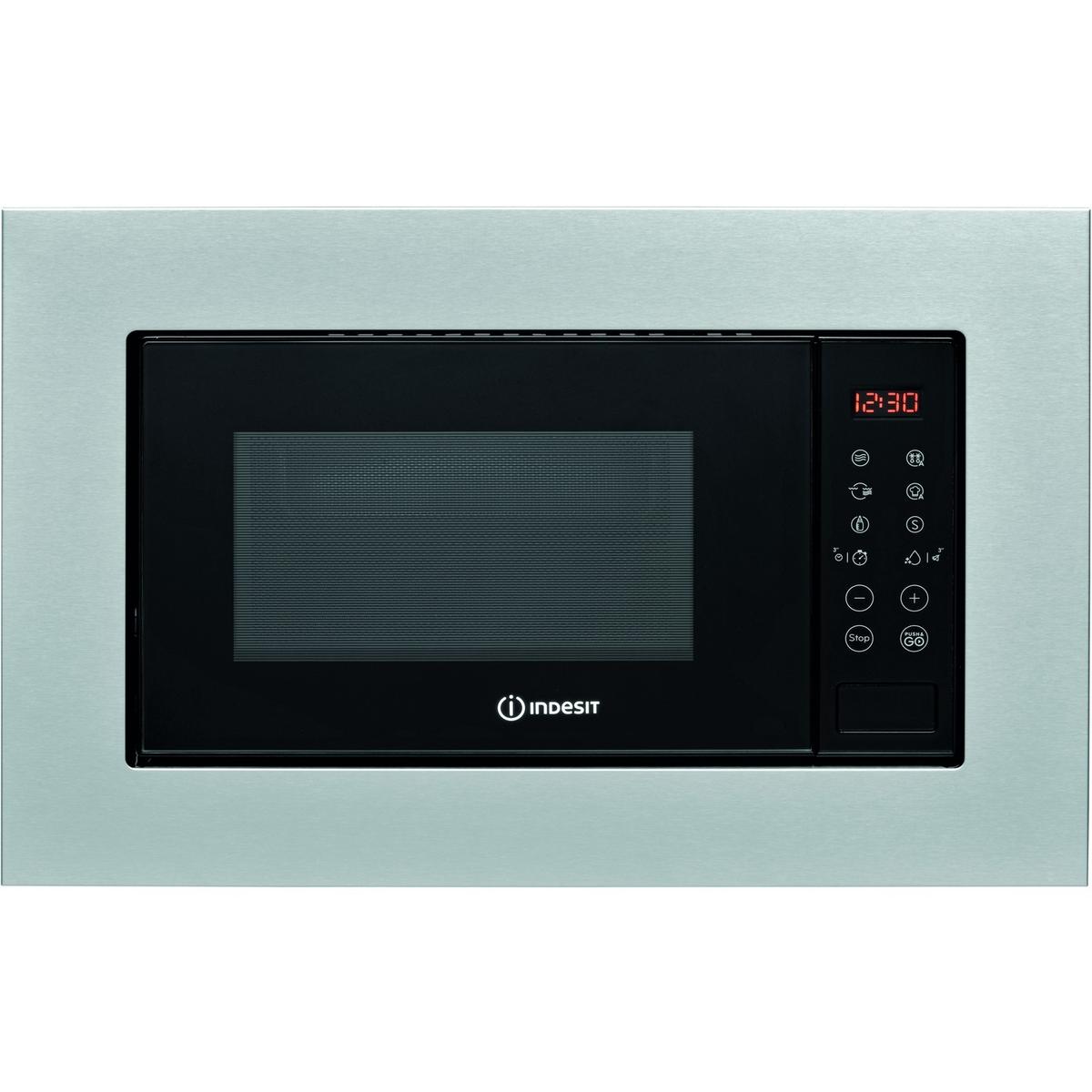 Refurbished Indesit MWI120GX Built In 20L 800W Microwave & Grill Stainless Steel