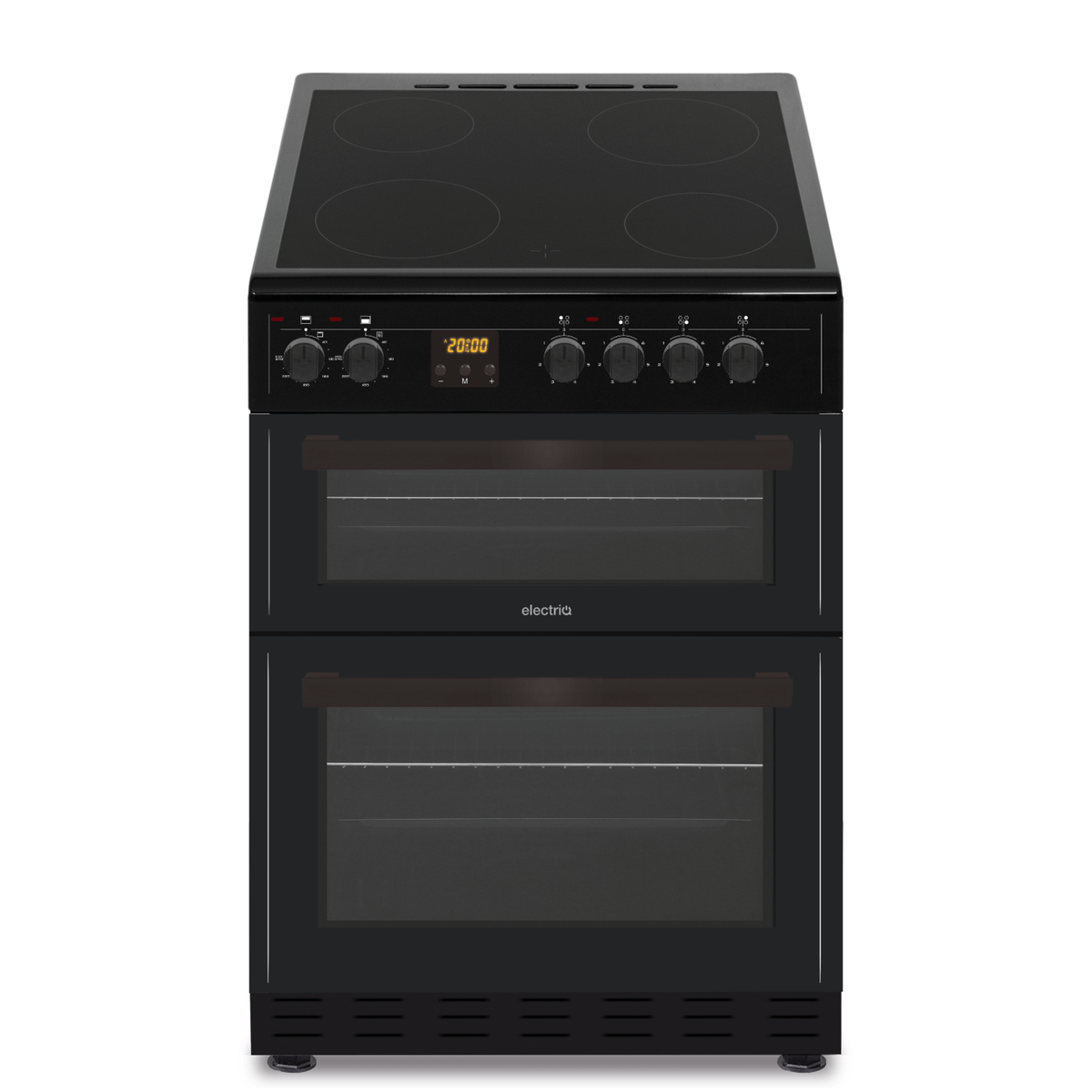 Refurbished ElectriQ 60cm Electric Twin Cavity Cooker With Ceramic Hob Black
