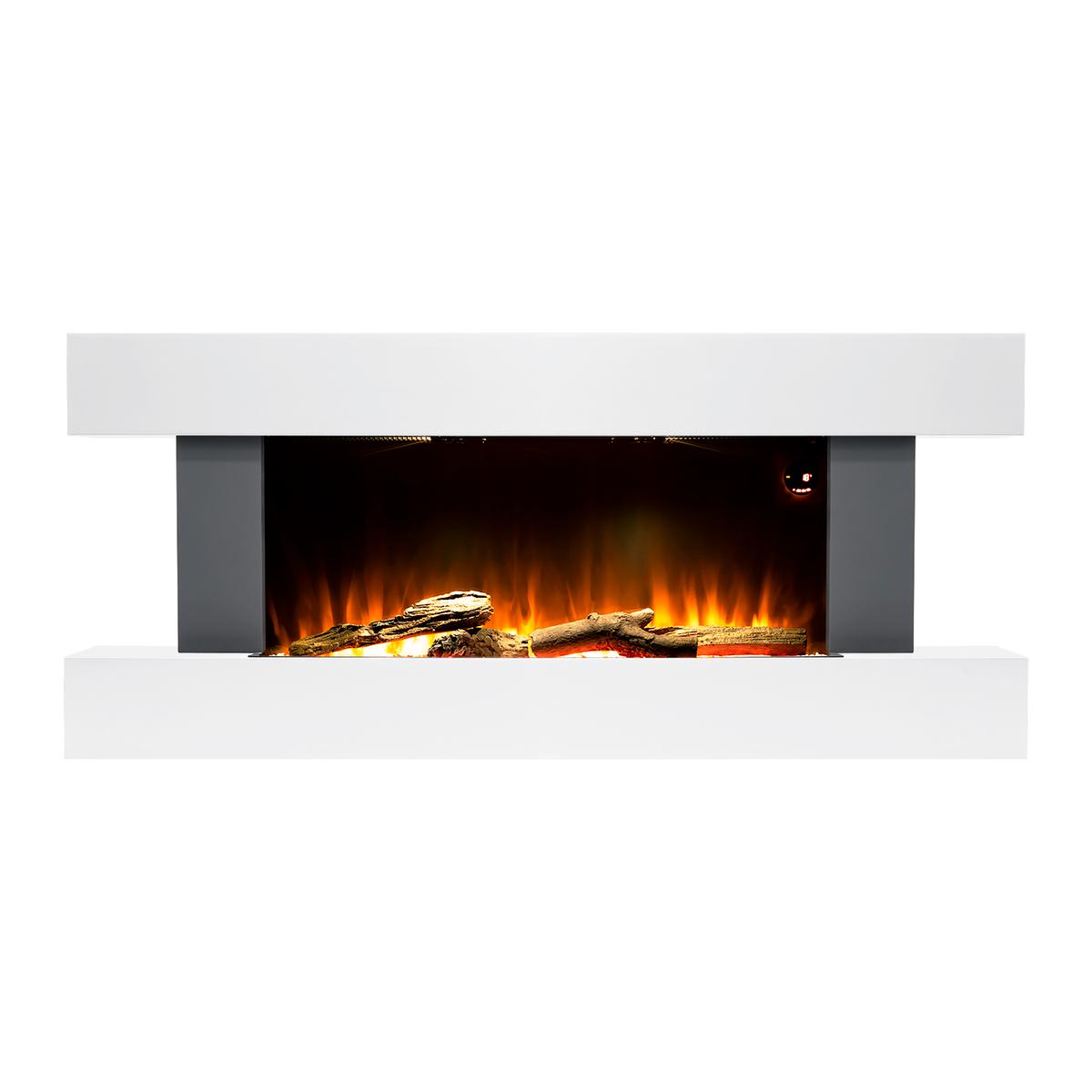 ALMOST PERFECT - White Wall Mounted Electric Fireplace Suite with LED Lights - Amberglo