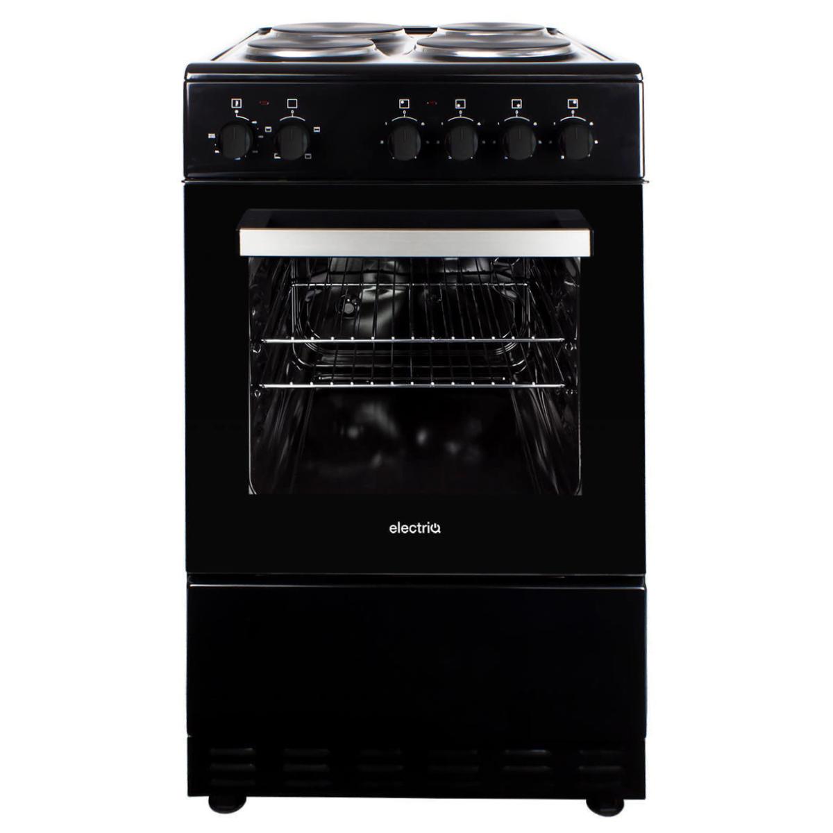 electriQ 50cm Electric Cooker with Solid Hotplate - Black