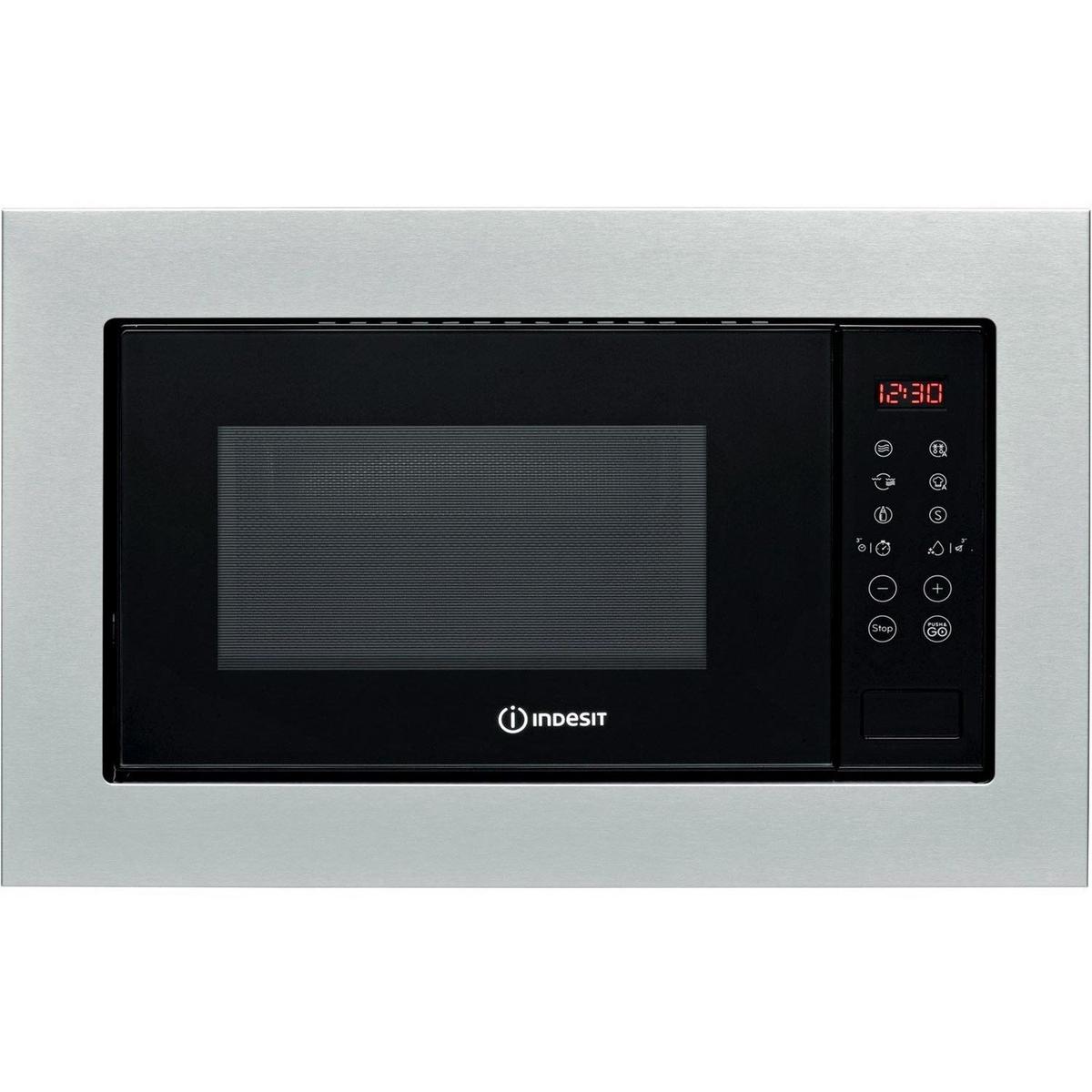 Refurbished Indesit MWI125GX Built In 25L 900W Microwave & Grill Stainless Steel
