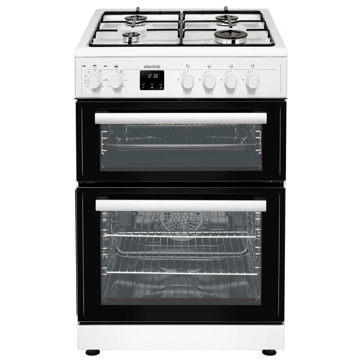 Refurbished electriQ 60cm Dual Fuel Cooker with Double Oven White