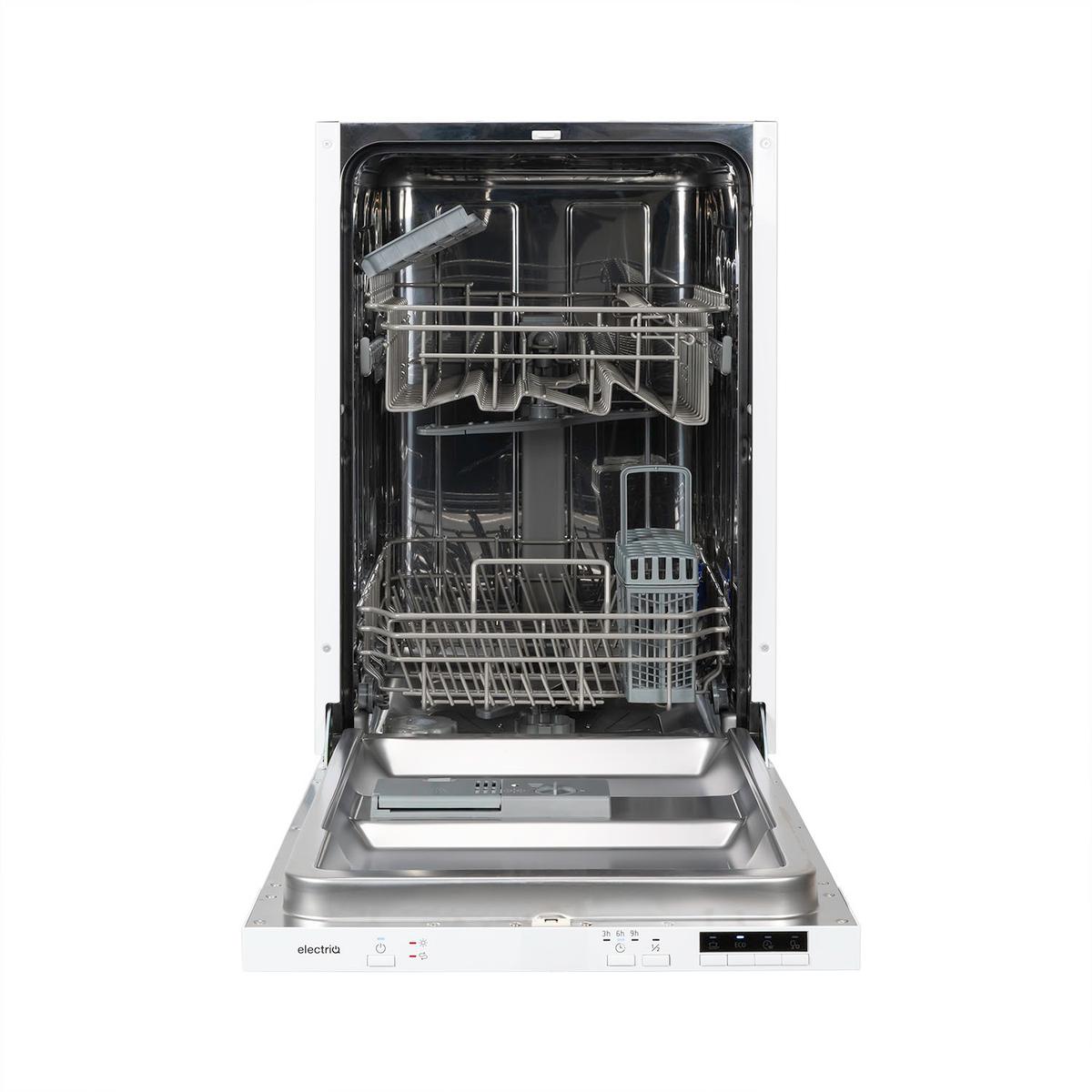 electriQ Integrated Slimline Dishwasher - White control panel - Quick Wash Quiet