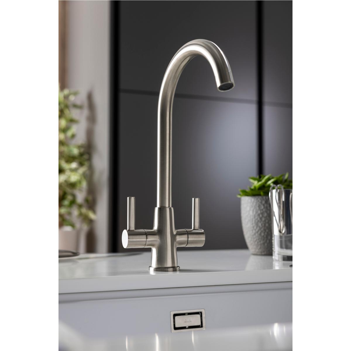 ONLY OPENED - Abode Enstyle Dual Lever Mixer Tap - Brushed Nickel