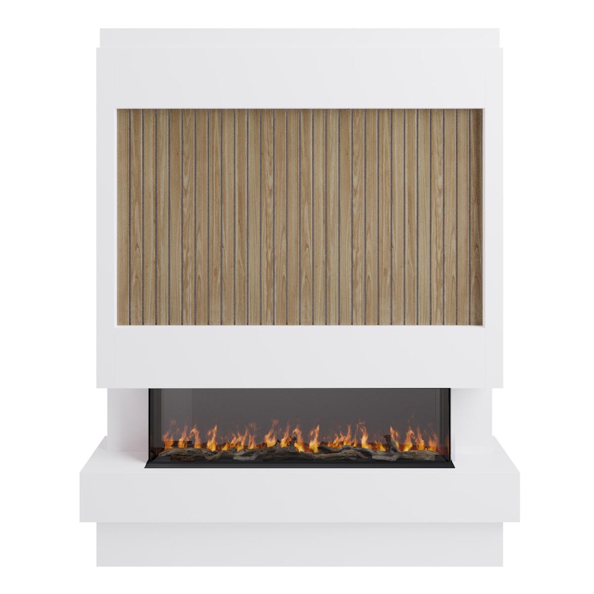 Self Build Media Wall with 3-Sided Electric Fireplace with 50inch Fire - AmberGlo