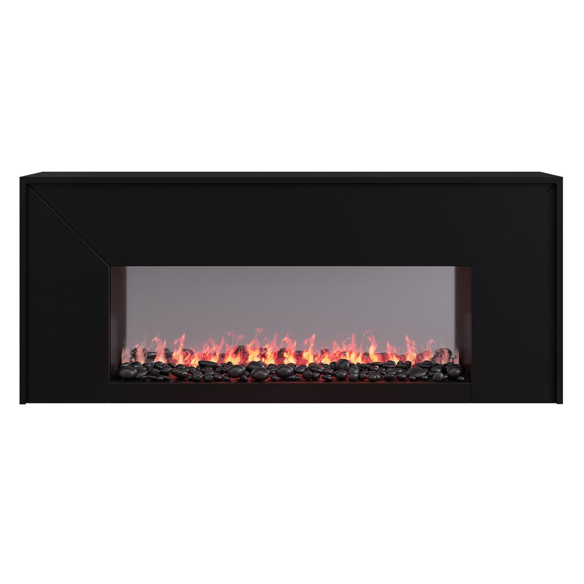 Black Freestanding Electric Fire - 60 Inch - AmberGlo