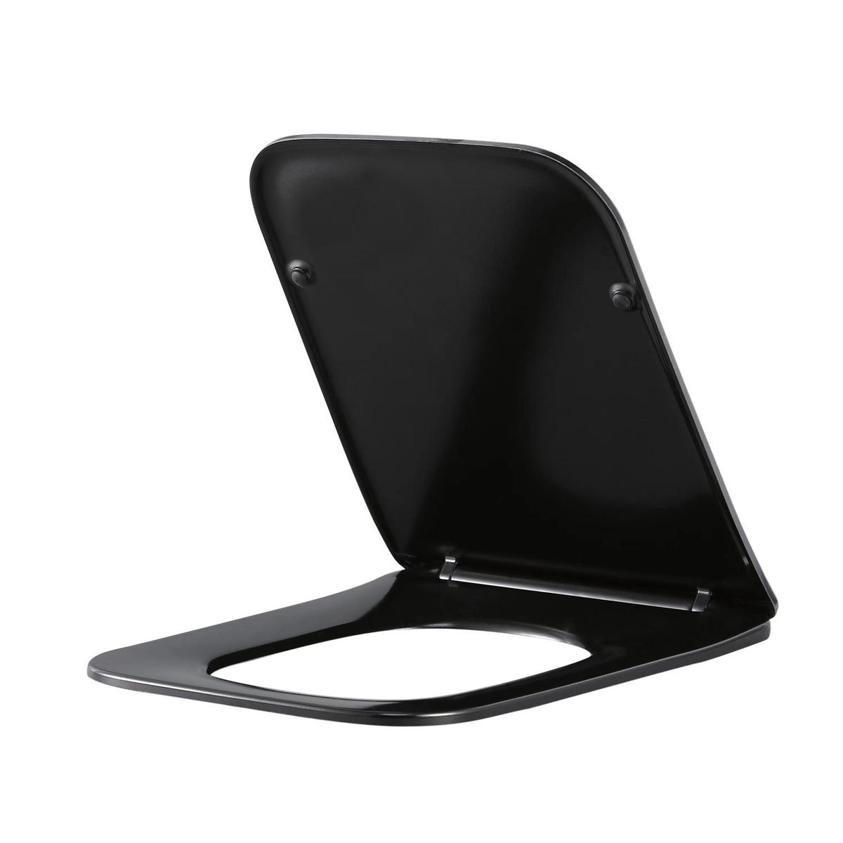 Matt Black Square Soft Close Toilet Seat with Quick Release - Albi