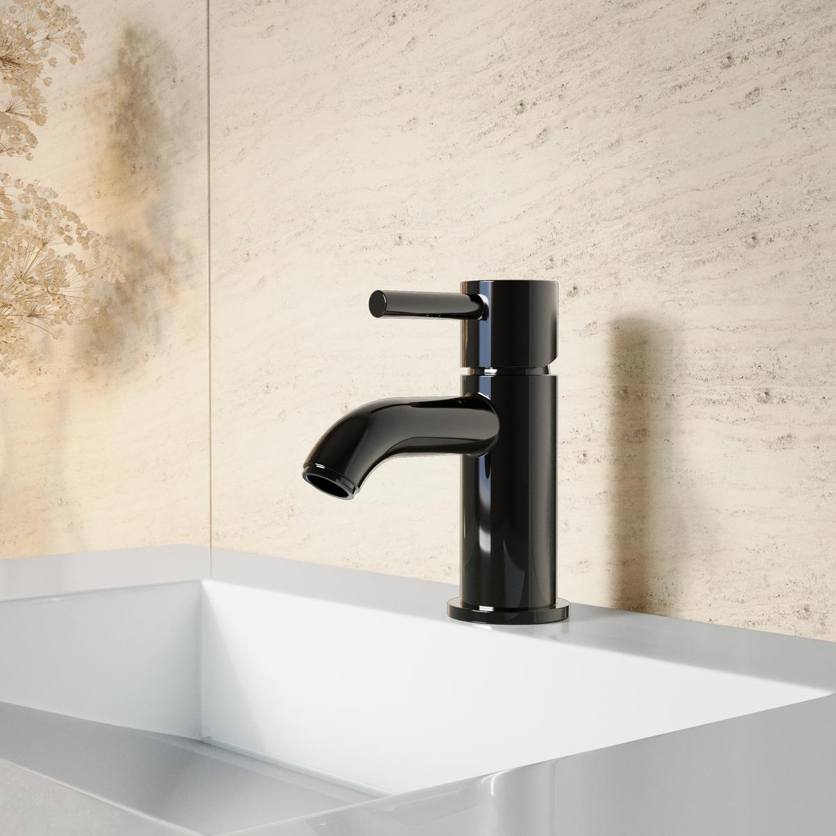 Black Chrome Cloakroom Mono Basin Mixer Tap - Arissa