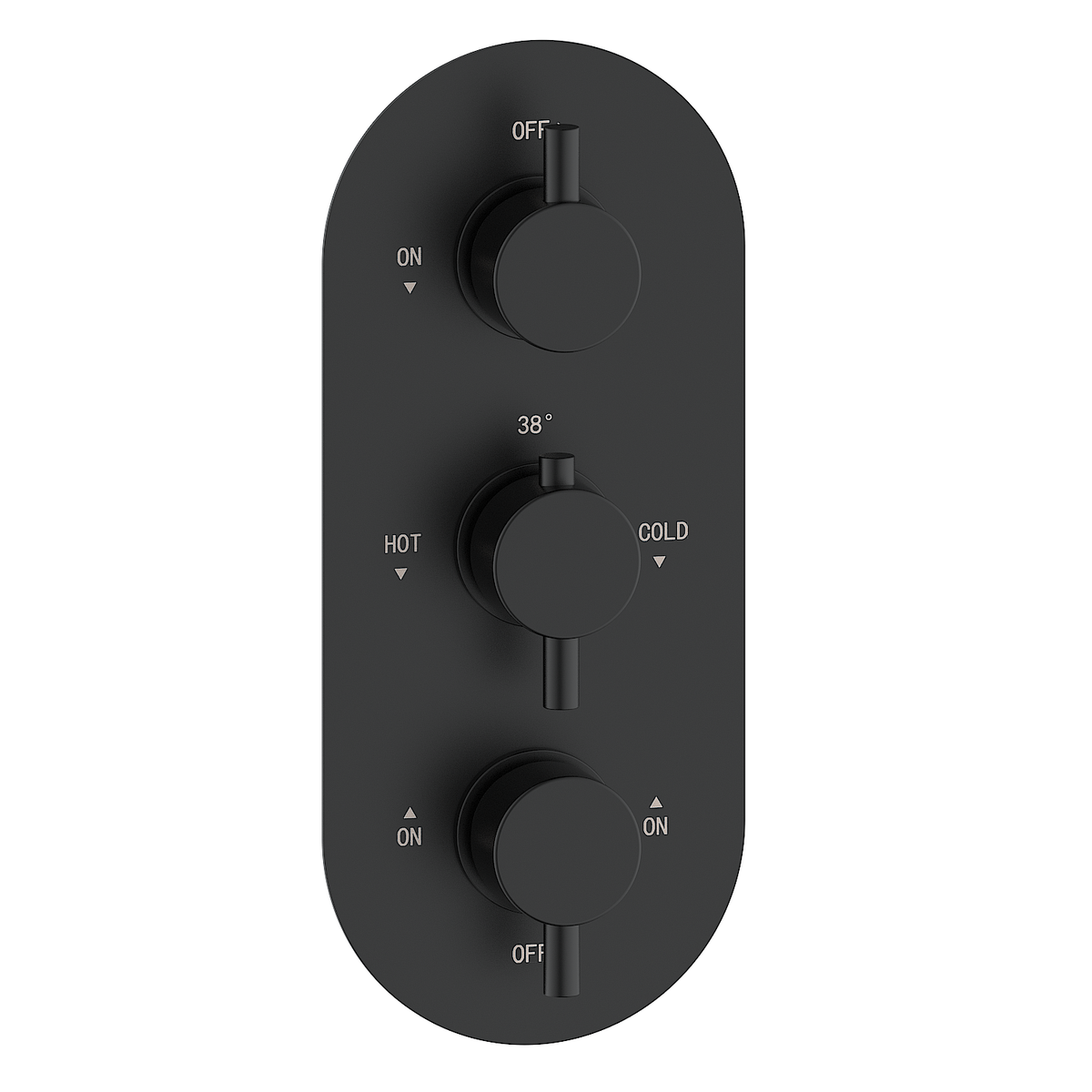 ALMOST PERFECT - Matt Black Triple Outlet Triple Handle Thermostatic Concealed Shower Valve - Arissa