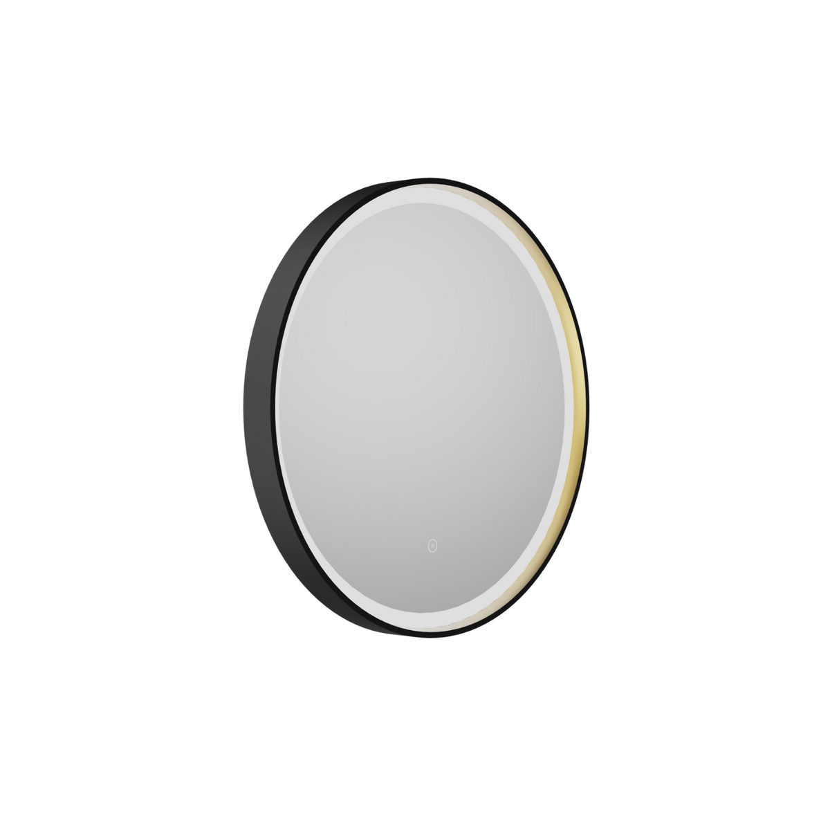 Round Black & Brass Heated Bathroom Mirror with Lights 800mm - Arlo
