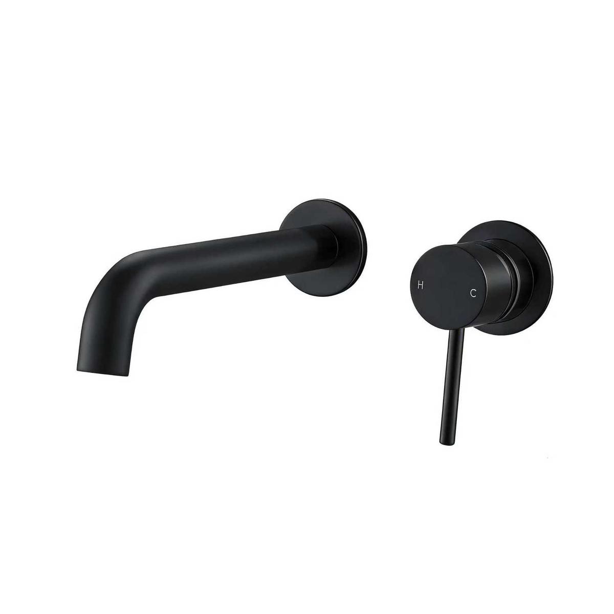 Black Wall Mounted Bath Mixer Tap - Arissa