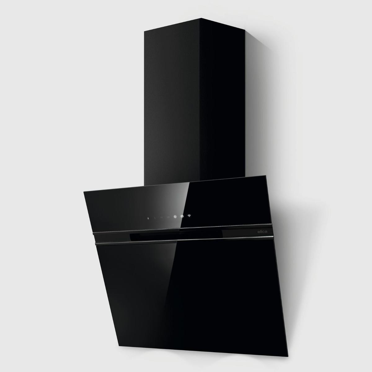 Elica Ascent 60cm Angled Cooker Hood - Black Glass