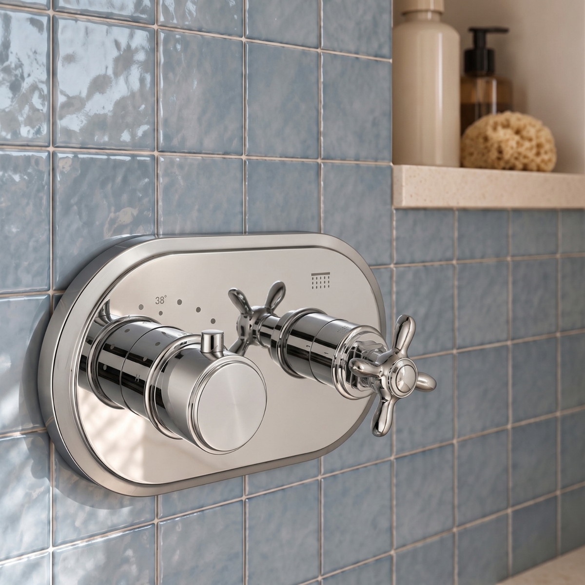 Chrome Traditional 1 Outlet Concealed Thermostatic Shower Valve with Dual Contol- Camden