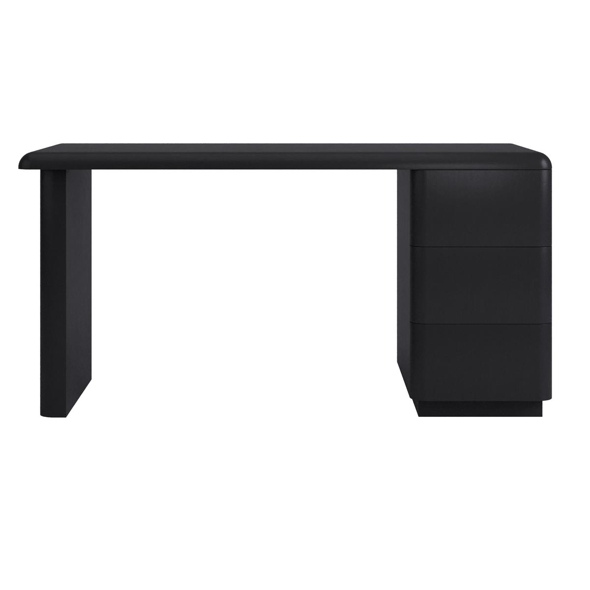 Black Modern Office Desk with Drawers - Banks