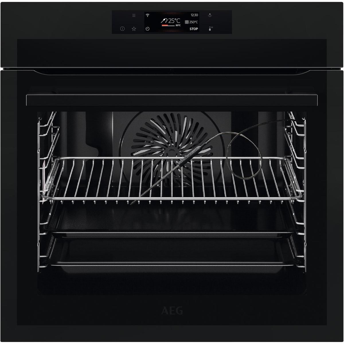 Refurbished AEG 8000 BPE748380T 60cm Single Built In Electric Oven Black