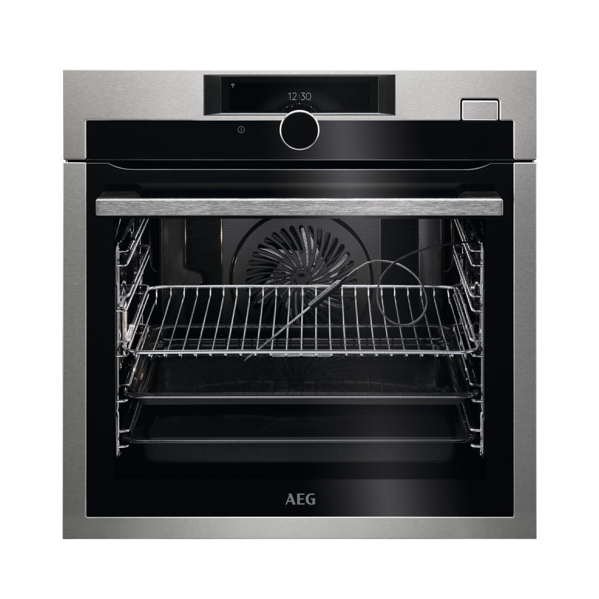 Refurbished AEG 7000 SteamCrisp Electric Built-in Single Oven With Pyrolytic Cleaning - Anti-fingerprint Stainless Steel