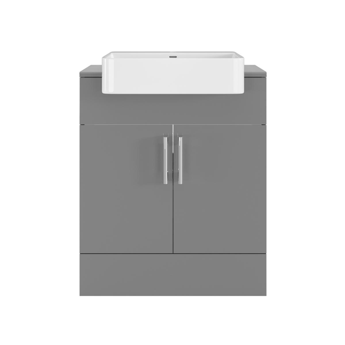 670mm Grey Freestanding Vanity Unit with Square Basin - Harper