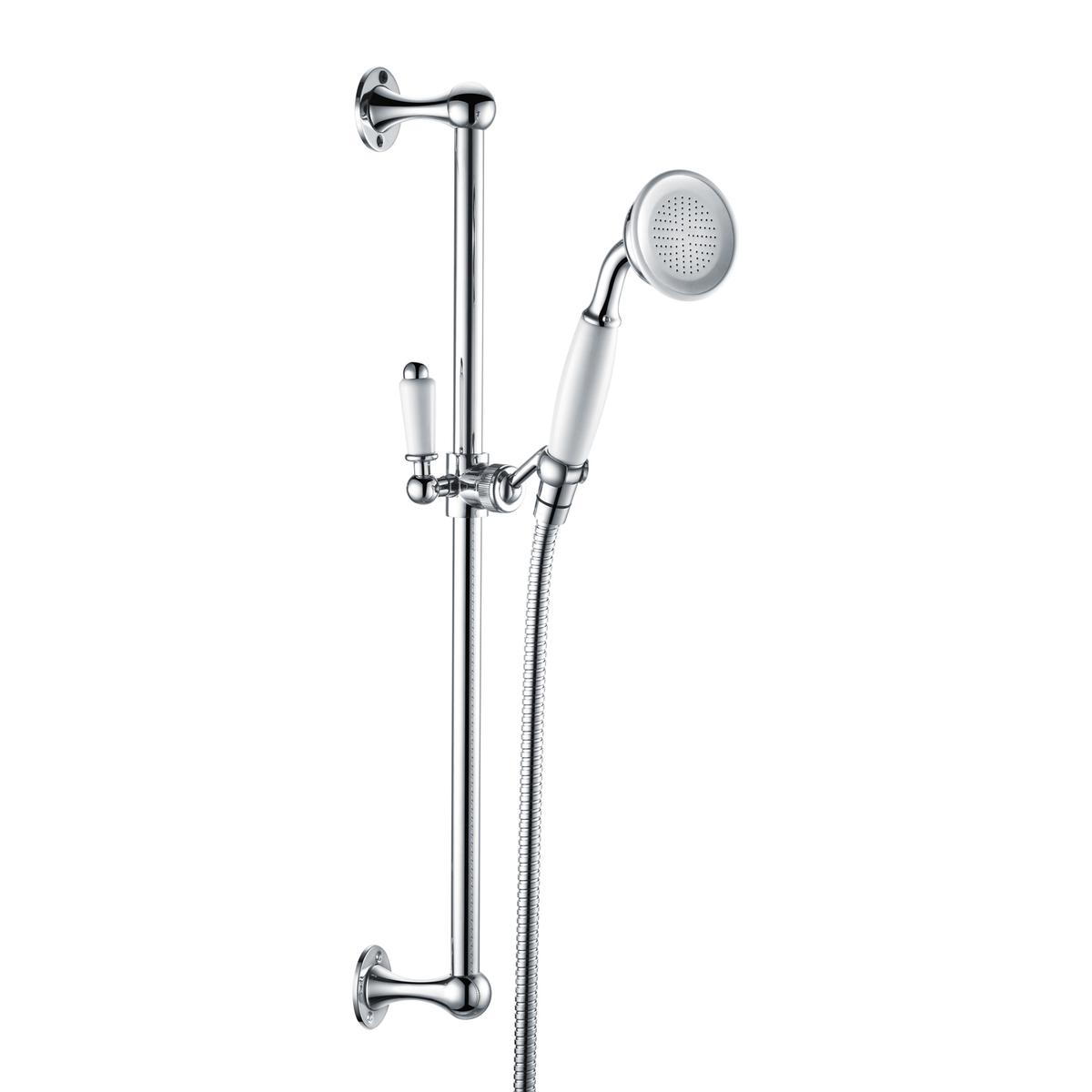 Chrome Round Traditional Shower Head & Shower Riser Rail - Cambridge