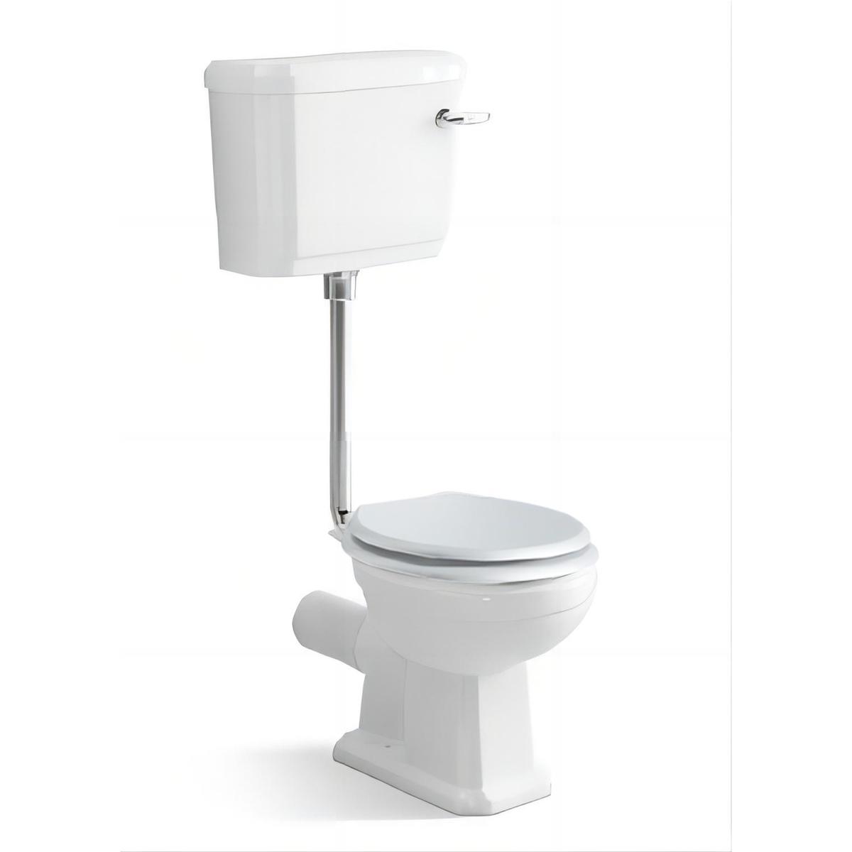 Close Coupled Traditional Low Level Short Projection Toilet with Wooden Soft Close Seat & Chrome Fittings - Park Royal